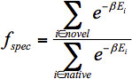 figure-protocol-15 Equazione di equilibrio statico Σ(e^(-βEi)) per stati nativi e nuovi; formula matematica.